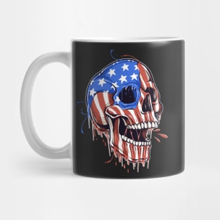 Skull head with united states flag colors Mug